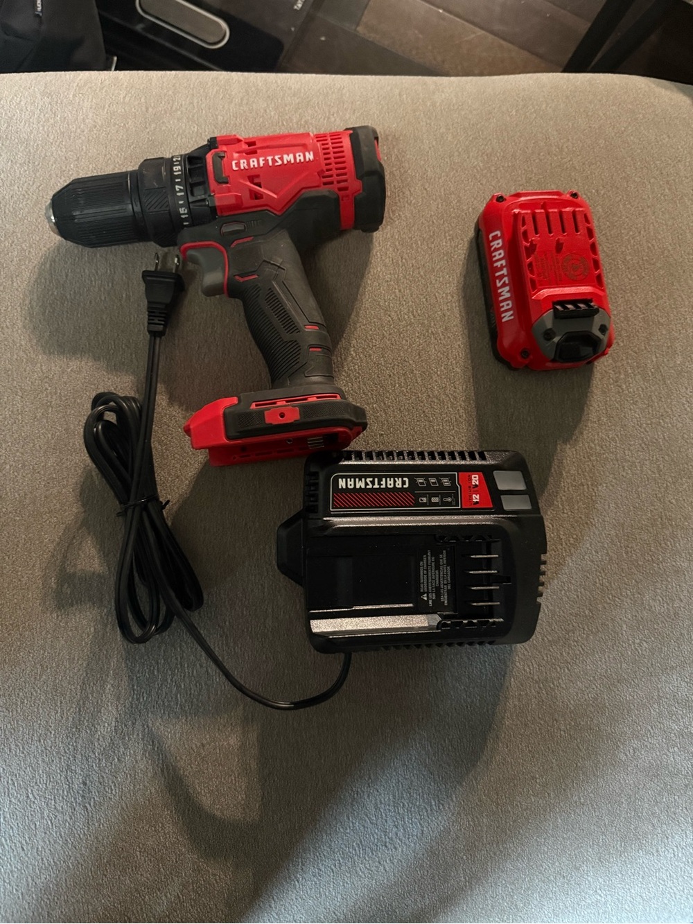CRAFTSMAN Red Cordless Drill Kit with Charger and Battery